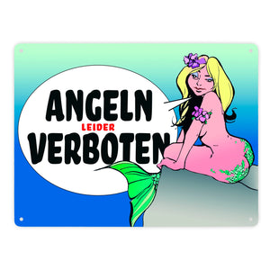 Angeln leider verboten Metallschild