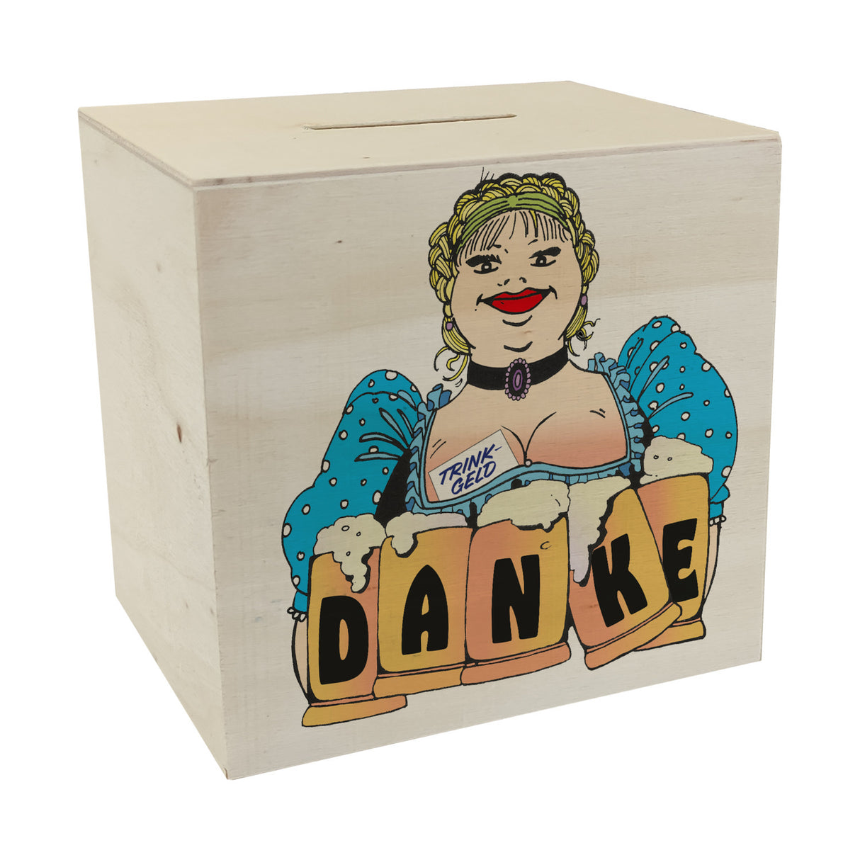 Bierzeltbedienung mit Maßkrügen DANKE Spardose für Trinkgeld