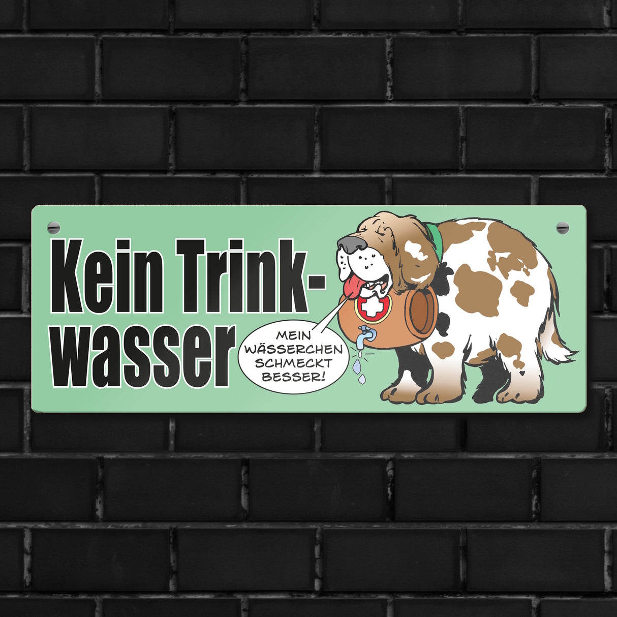 Kein Trinkwasser Metallschild mit Schweizer Alpenhund