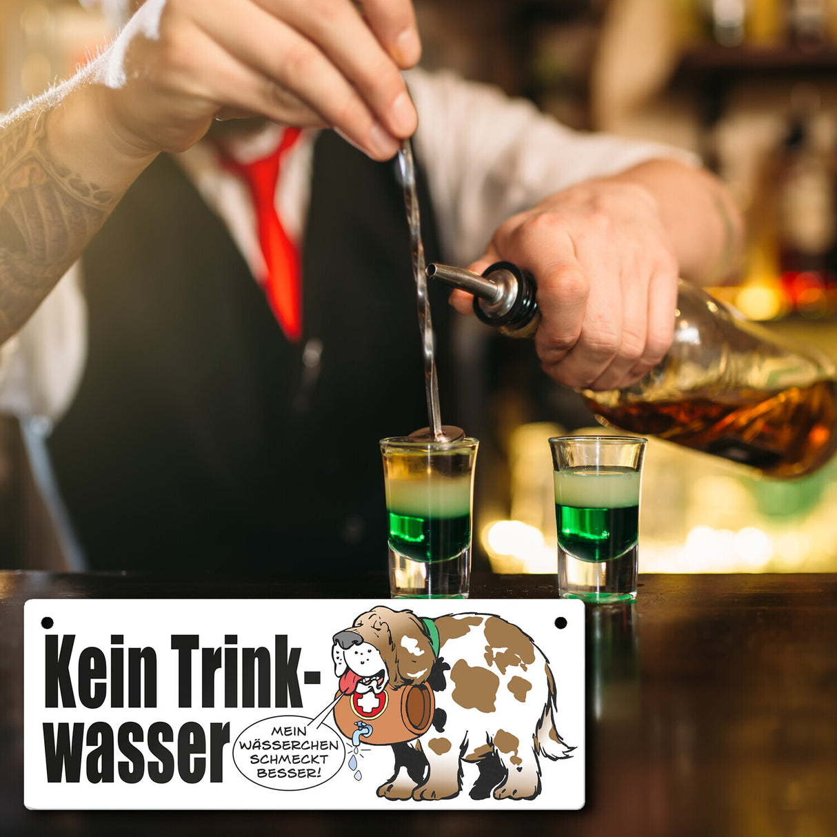 Kein Trinkwasser Metallschild mit Schweizer Alpenhund