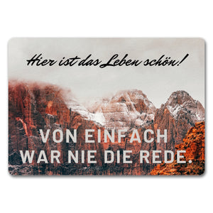Hier ist das Leben schön Fußmatte in 35x50 cm mit schöner Berglandschaft