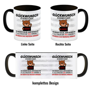 Glückwunsch zur Flucht, Verräter Mittelfinger Kaffeebecher mit Bär