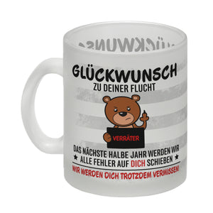 Glückwunsch zur Flucht, Verräter Mittelfinger Kaffeebecher mit Bär