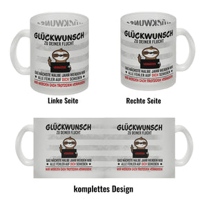 Glückwunsch zur Flucht, Verräter Mittelfinger Kaffeebecher mit Faultier
