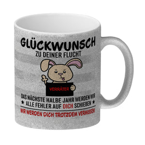 Glückwunsch zur Flucht, Verräter Mittelfinger Kaffeebecher mit Hase
