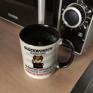 Glückwunsch zur Flucht, Verräter Mittelfinger Kaffeebecher mit Hund