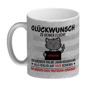 Glückwunsch zur Flucht, Verräter Mittelfinger Kaffeebecher mit Katze