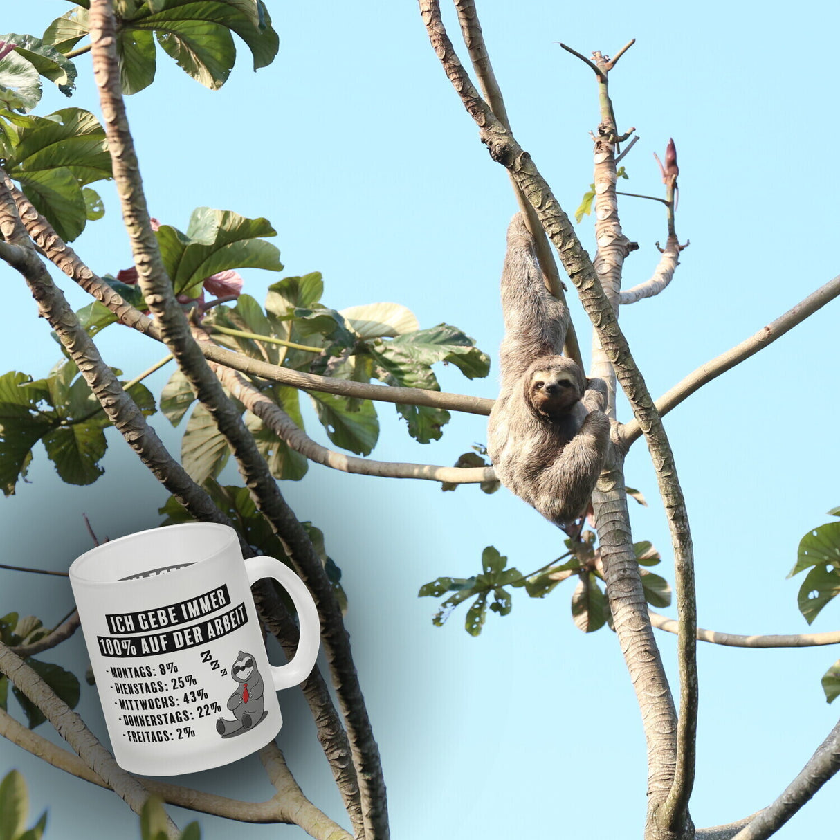 Ich gebe immer 100% auf der Arbeit Kaffeebecher mit schnarchendem Faultier