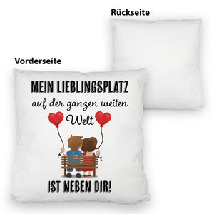 Liebespaar mit Herzballons Kissen mit Spruch