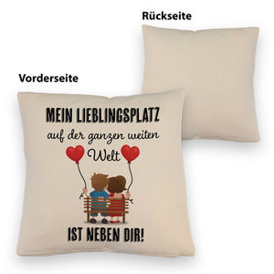 Liebespaar mit Herzballons Kissen mit Spruch