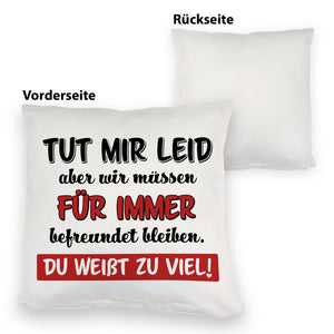 Freundschaft Kissen mit Spruch Tut mir Leid wir müssen befreundet bleiben