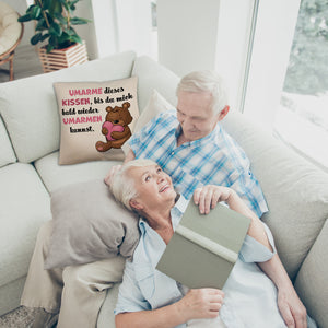 Bär Kissen mit Spruch- Umarme dieses Kissen bis ich da bin