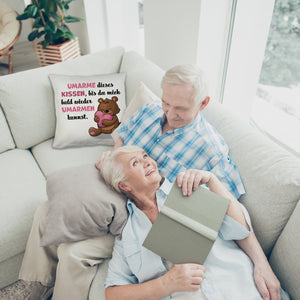 Bär Kissen mit Spruch- Umarme dieses Kissen bis ich da bin
