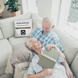 Faulpelz Kissen mit Spruch und Power-Button