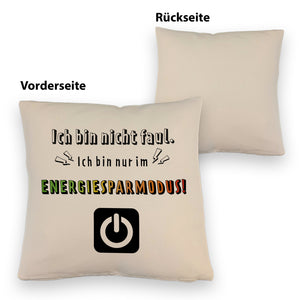 Faulpelz Kissen mit Spruch und Power-Button