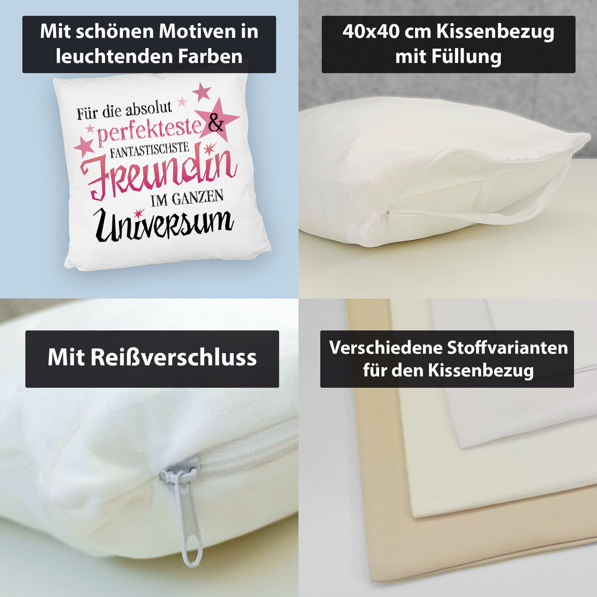 Freundschaft Kissen mit Spruch - Für die perfekteste & fantastischste Freundin