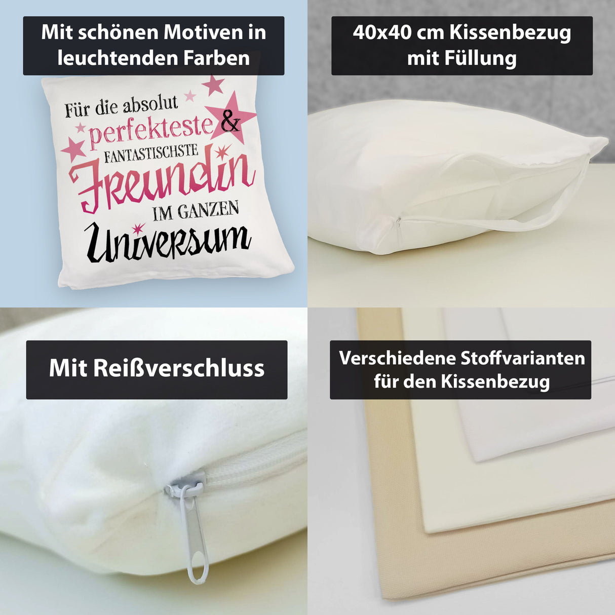 Freundschaft Kissen mit Spruch - Für die perfekteste & fantastischste Freundin