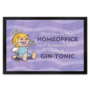Engel Fußmatte in 35x50 cm mit Spruch - Homeoffice klingt ähnlich wie Gin-Tonic