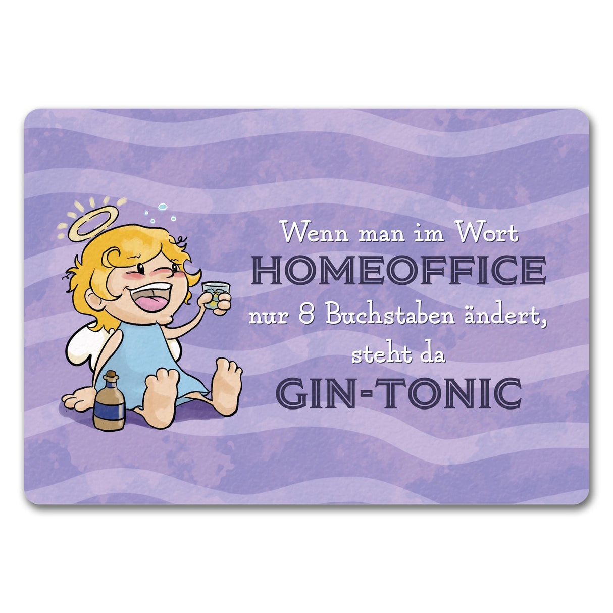 Engel Fußmatte in 35x50 cm mit Spruch - Homeoffice klingt ähnlich wie Gin-Tonic