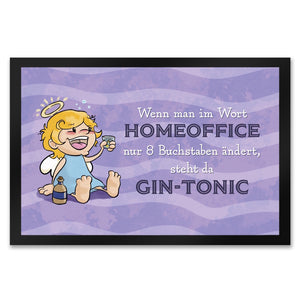 Engel Fußmatte in 35x50 cm mit Spruch - Homeoffice klingt ähnlich wie Gin-Tonic