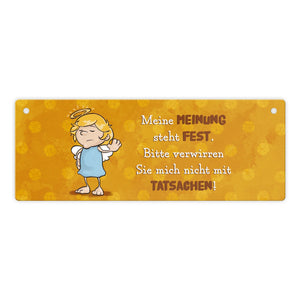 Engel Metallschild mit Spruch - Verwirre mich nicht mit Tatsachen in meiner Meinung