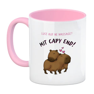 Eine Massage mit Capy End Capybara Kaffeebecher mit Spruch