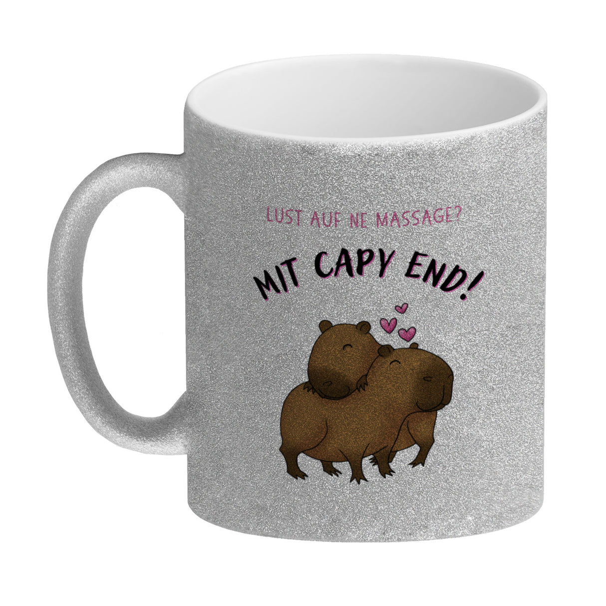 Eine Massage mit Capy End Capybara Kaffeebecher mit Spruch