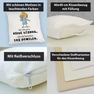 Engel Kissen mit Spruch - Keine Lösung, aber Bewunderung fürs Problem