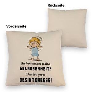 Engel Kissen mit Spruch - Meine Gelassenheit ist Desinteresse