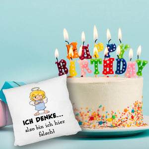 Engel Kissen mit Spruch - Mit Denken bin ich hier falsch