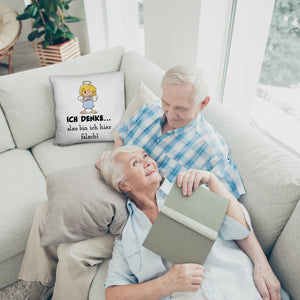 Engel Kissen mit Spruch - Mit Denken bin ich hier falsch