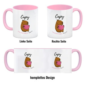 Capy Valentines Day Kaffeebecher mit niedlichem Capybara Motiv