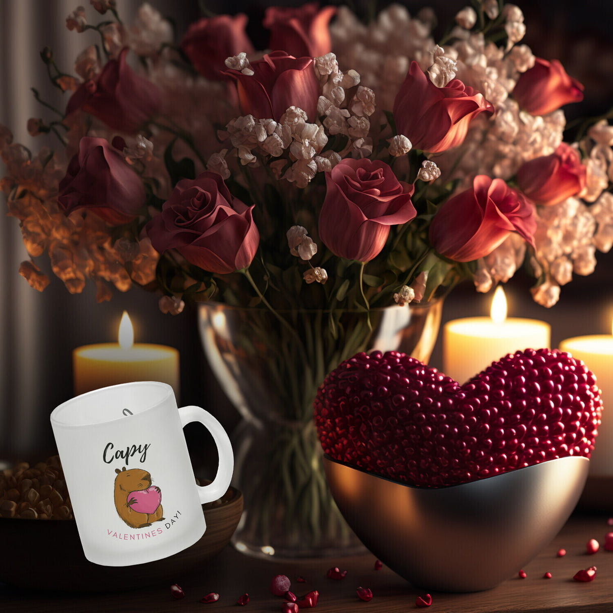 Capy Valentines Day Kaffeebecher mit niedlichem Capybara Motiv