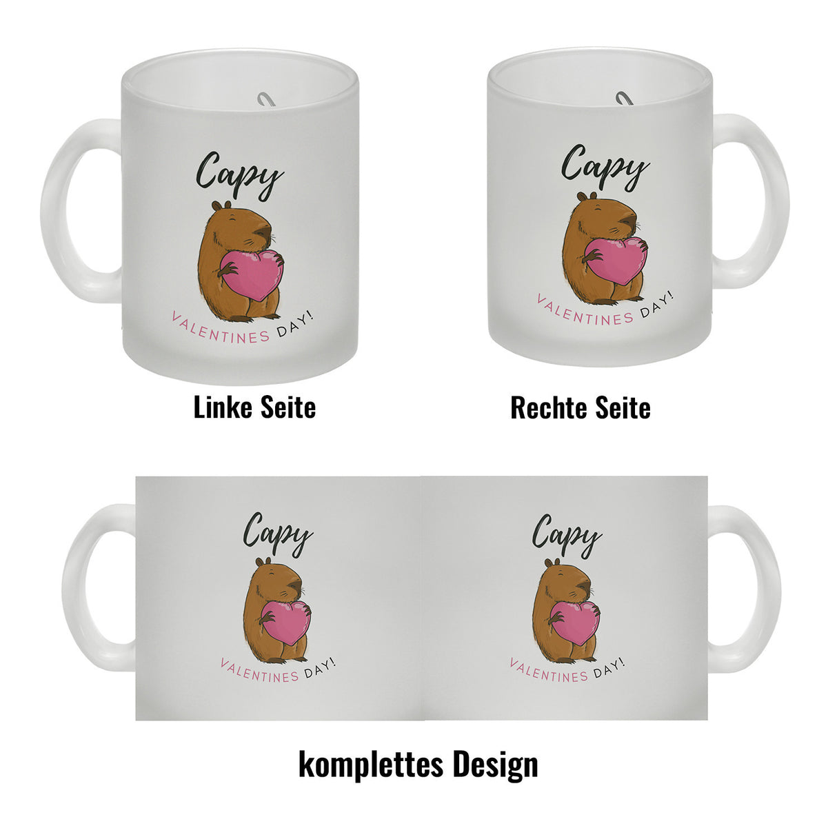 Capy Valentines Day Kaffeebecher mit niedlichem Capybara Motiv