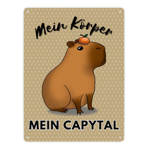 Mein Körper mein Capytal Metallschild in 15x20 cm mit niedlichem Capybara