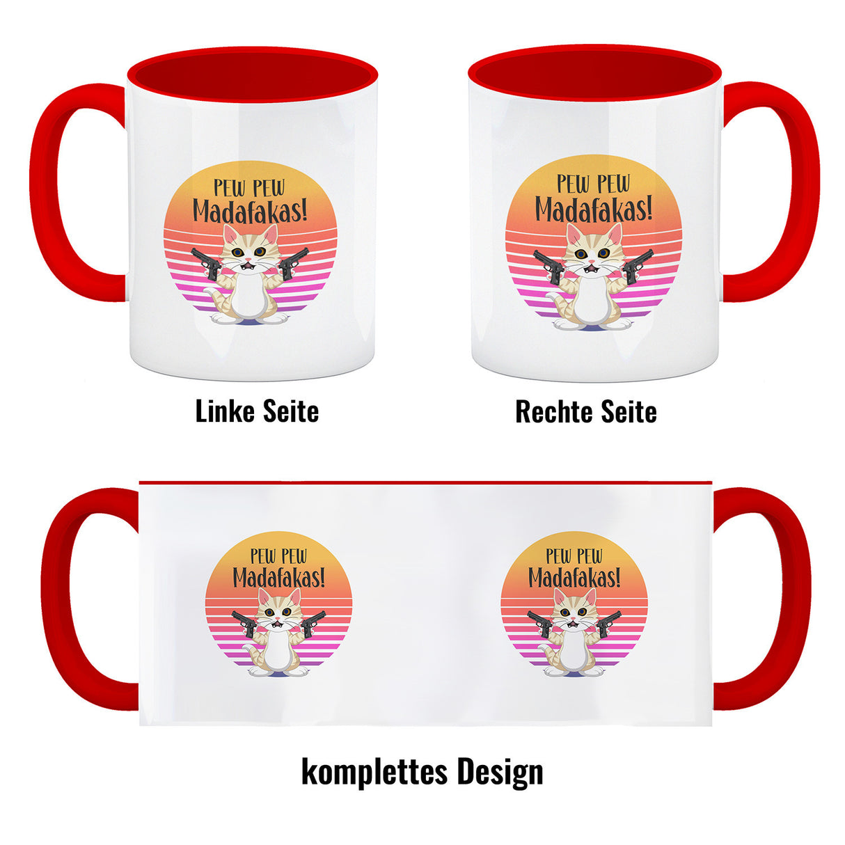 PEW PEW Madafakas Kaffeebecher mit lustigem Katzen Motiv