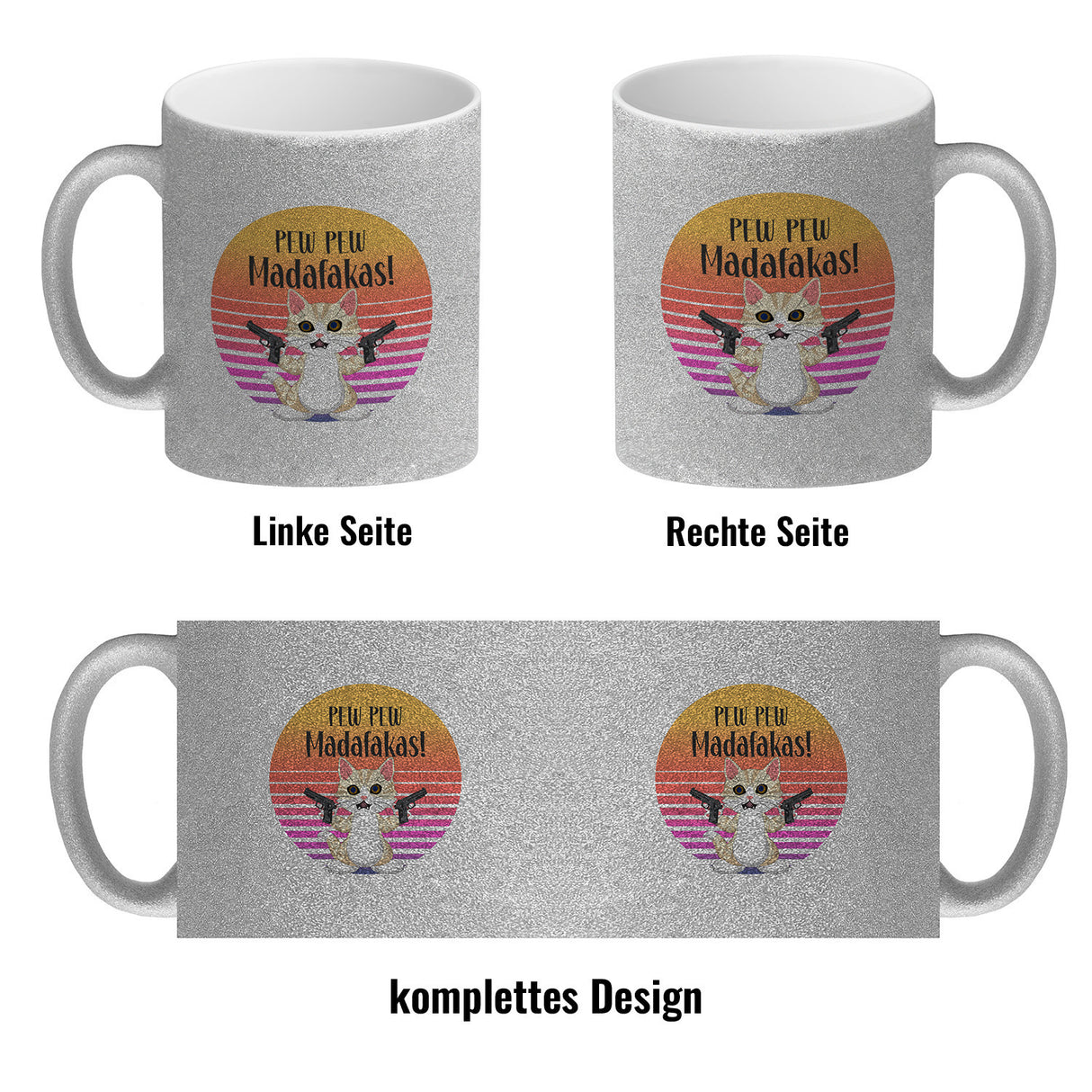 PEW PEW Madafakas Kaffeebecher mit lustigem Katzen Motiv