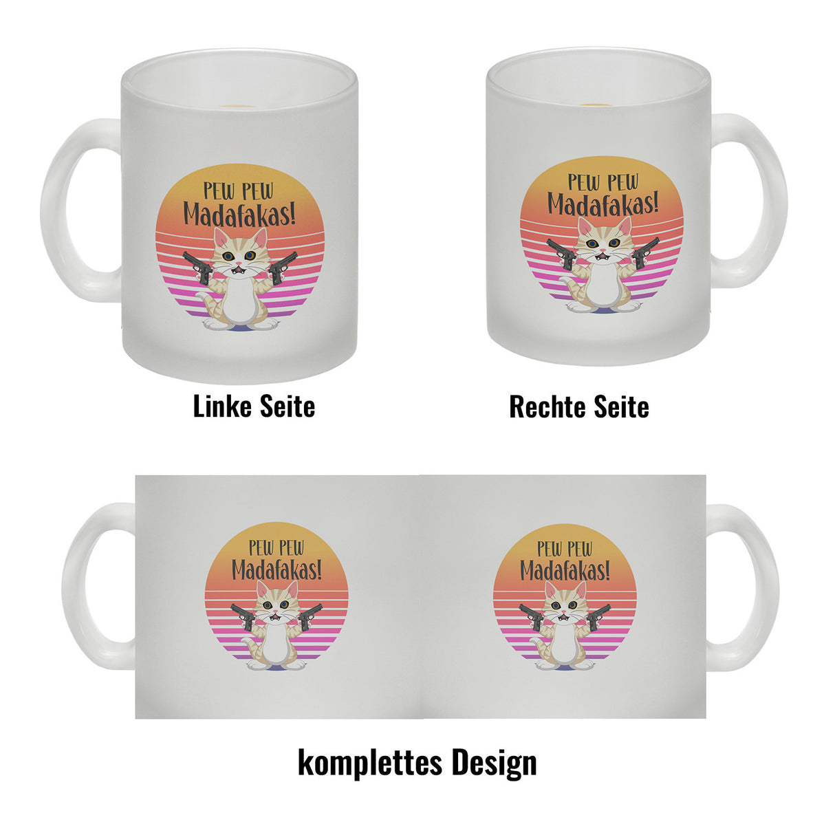 PEW PEW Madafakas Kaffeebecher mit lustigem Katzen Motiv