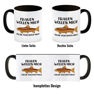 Frauenheld und Angler Kaffeebecher mit Spruch