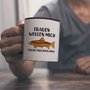 Frauenheld und Angler Kaffeebecher mit Spruch