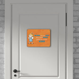 Engel Metallschild in 15x20 cm mit Spruch- Ich spreche Ironie mit Sarkasmus-Akzent