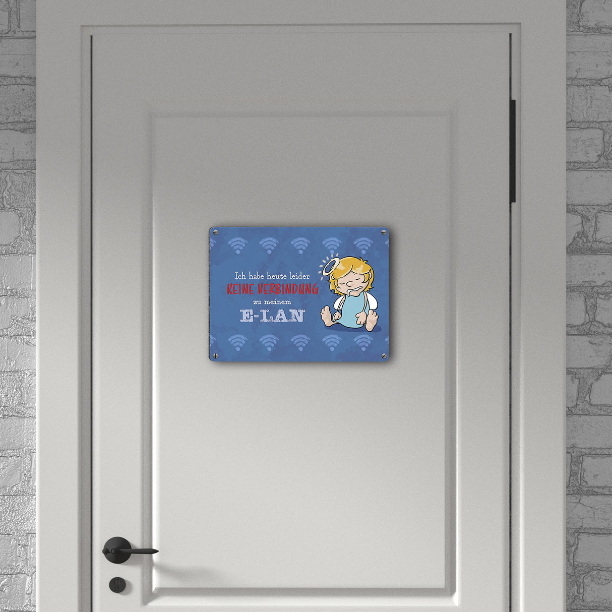 Engel Metallschild in 15x20 cm mit Spruch- Ich spreche Ironie mit Sarkasmus-Akzent