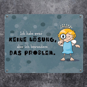 Engel Metallschild in 15x20 cm mit Spruch- Ich spreche Ironie mit Sarkasmus-Akzent