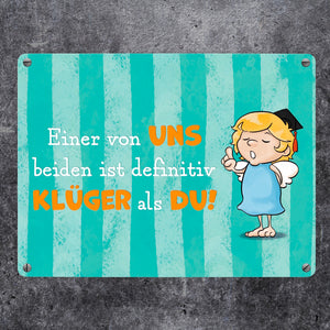 Engel Metallschild in 15x20 cm mit Spruch- Ich spreche Ironie mit Sarkasmus-Akzent