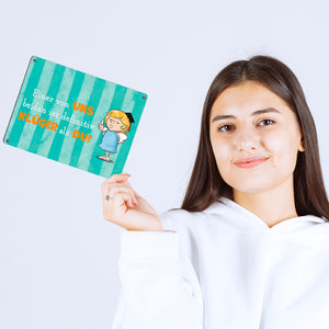 Engel Metallschild in 15x20 cm mit Spruch- Ich spreche Ironie mit Sarkasmus-Akzent