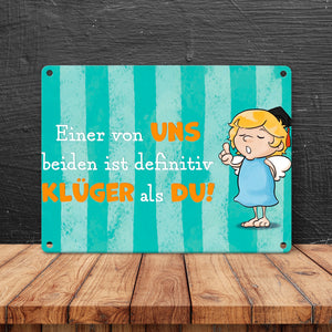 Engel Metallschild in 15x20 cm mit Spruch- Ich spreche Ironie mit Sarkasmus-Akzent