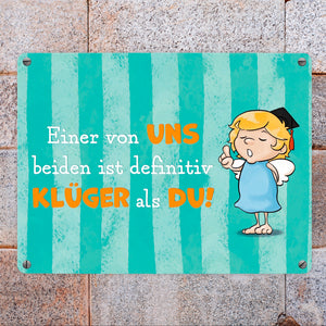 Engel Metallschild in 15x20 cm mit Spruch- Ich spreche Ironie mit Sarkasmus-Akzent