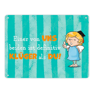 Engel Metallschild in 15x20 cm mit Spruch- Ich spreche Ironie mit Sarkasmus-Akzent