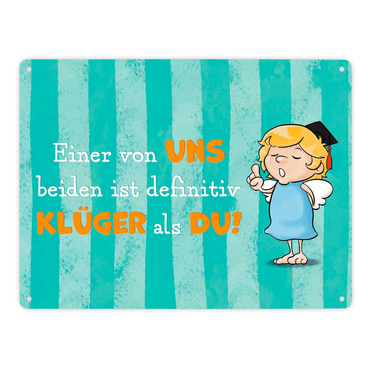 Engel Metallschild in 15x20 cm mit Spruch- Ich spreche Ironie mit Sarkasmus-Akzent
