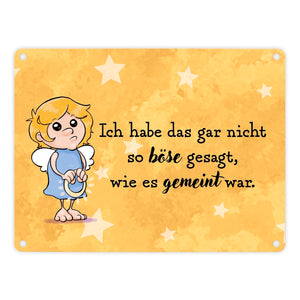 Engel Metallschild in 15x20 cm mit Spruch- Ich spreche Ironie mit Sarkasmus-Akzent